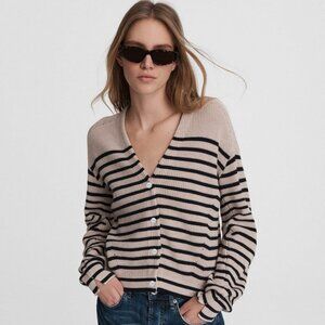 rag & bone Ann Striped Cotton Cashmere Cardigan